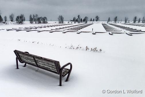 Bench Overlooking Winter Marina_DSCF03914.jpg - Photographed along the Ottawa River at Ottawa, Ontario, Canada.